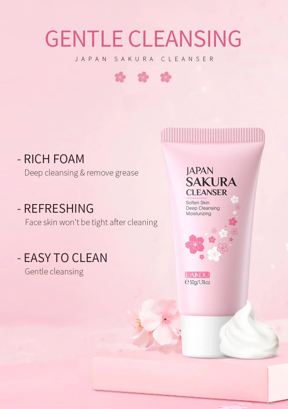 Nettoyant Visage Sakura Éclaircissant - LuxeGlow